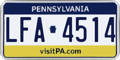 PA license plate LFA4514