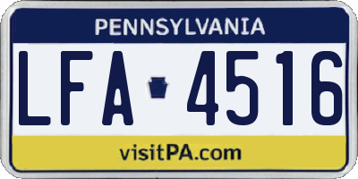 PA license plate LFA4516