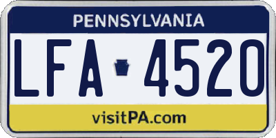 PA license plate LFA4520