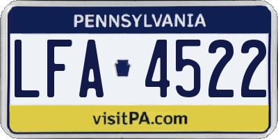 PA license plate LFA4522