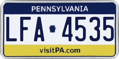 PA license plate LFA4535