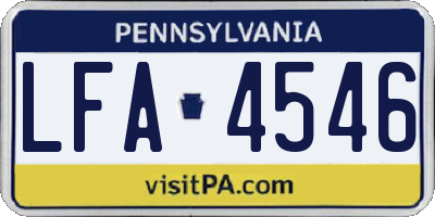 PA license plate LFA4546