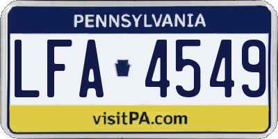 PA license plate LFA4549