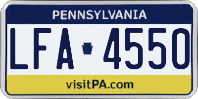 PA license plate LFA4550