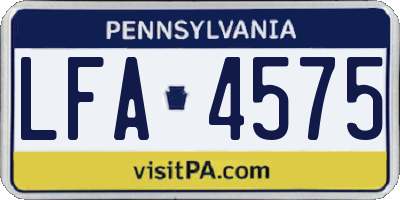 PA license plate LFA4575