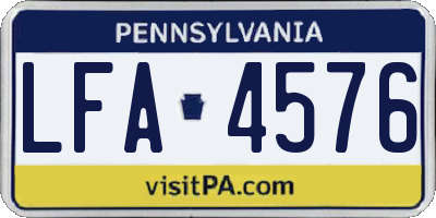 PA license plate LFA4576