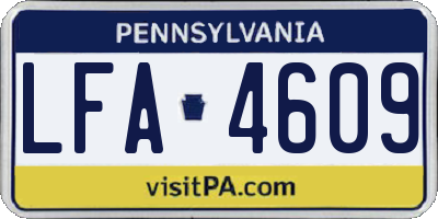 PA license plate LFA4609