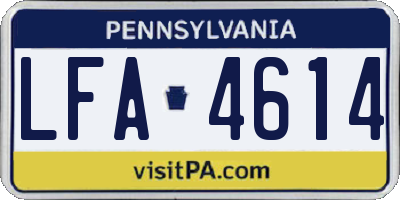 PA license plate LFA4614