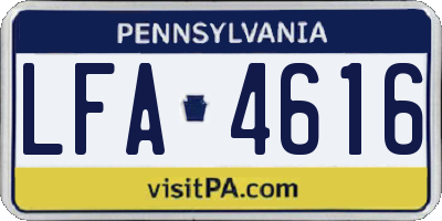 PA license plate LFA4616