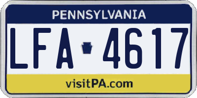 PA license plate LFA4617