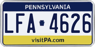 PA license plate LFA4626