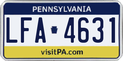 PA license plate LFA4631