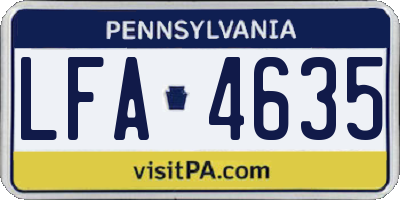 PA license plate LFA4635