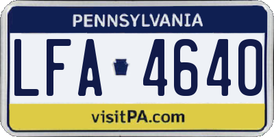 PA license plate LFA4640