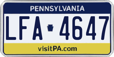 PA license plate LFA4647
