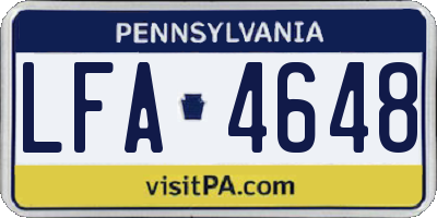 PA license plate LFA4648