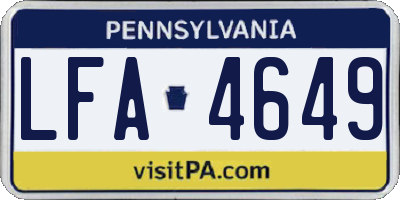 PA license plate LFA4649