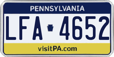 PA license plate LFA4652