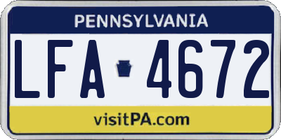 PA license plate LFA4672