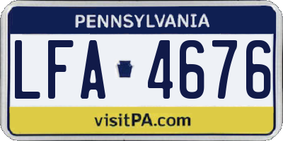 PA license plate LFA4676