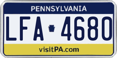 PA license plate LFA4680