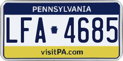 PA license plate LFA4685