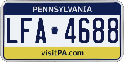PA license plate LFA4688