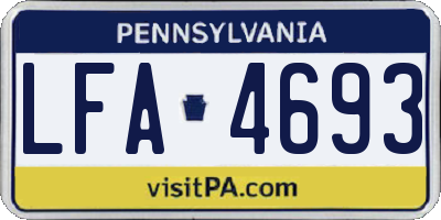 PA license plate LFA4693