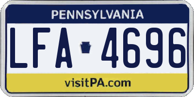 PA license plate LFA4696