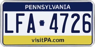 PA license plate LFA4726