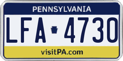 PA license plate LFA4730