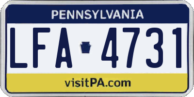 PA license plate LFA4731