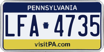 PA license plate LFA4735