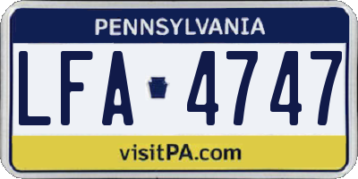 PA license plate LFA4747
