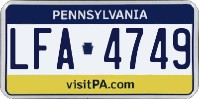 PA license plate LFA4749
