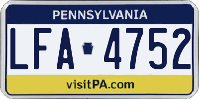 PA license plate LFA4752