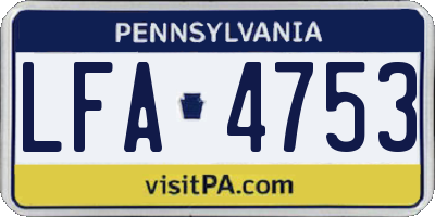 PA license plate LFA4753