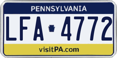 PA license plate LFA4772