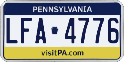 PA license plate LFA4776