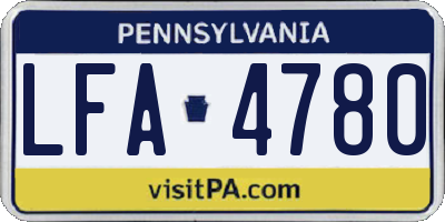 PA license plate LFA4780