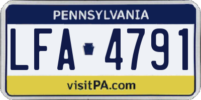 PA license plate LFA4791
