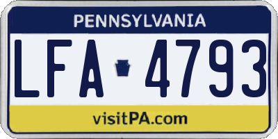 PA license plate LFA4793