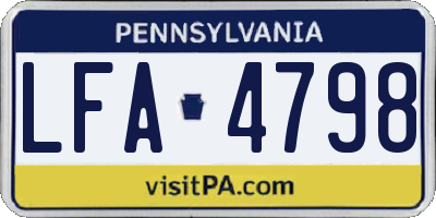 PA license plate LFA4798