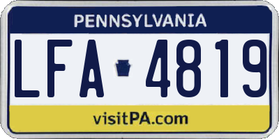 PA license plate LFA4819
