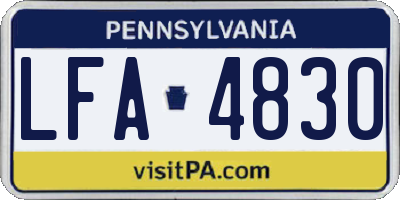 PA license plate LFA4830