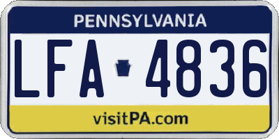 PA license plate LFA4836