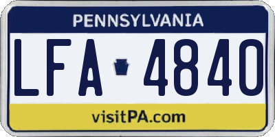 PA license plate LFA4840