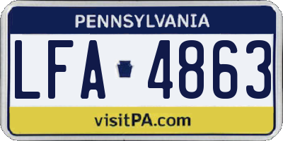 PA license plate LFA4863