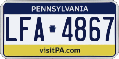 PA license plate LFA4867