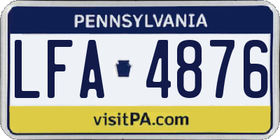 PA license plate LFA4876
